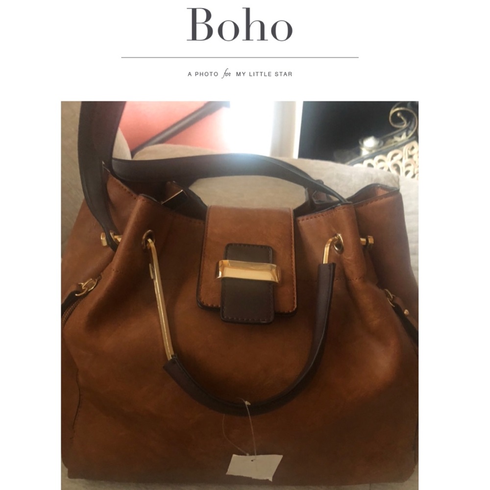 Boho faux leather shoulder bag
